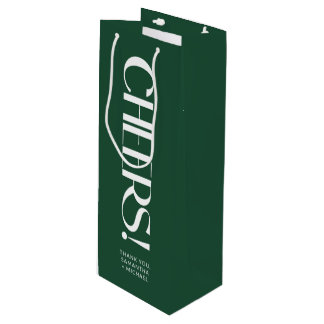 Tiefgrüne dekorative Serif-Hochzeits Cheers Geschenktüte Für Weinflaschen