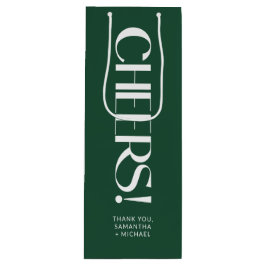Tiefgrüne dekorative Serif-Hochzeits Cheers Geschenktüte Für Weinflaschen
