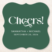 Tiefgrüne dekorative Serif-Hochzeits Cheers Untersetzer (Vorderseite)