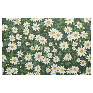 Tiefgrüne kleine weiße Gänseblümchen Blumenmuster Stoff