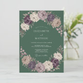 Tiefgrüne Prachtvolle Waldhochzeit Einladung (Stehend Vorderseite)