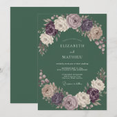 Tiefgrüne Prachtvolle Waldhochzeit Einladung (Vorne/Hinten)