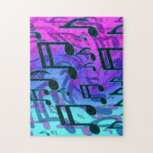 Tiefgrüner blauer Musiknoten-Wirbles musikalisches Puzzle (Vertikal)