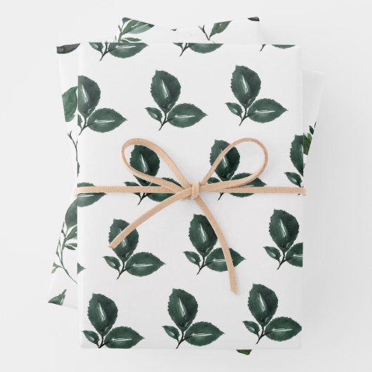 tiefgrünes und weißes Leaf Geschenkpapier Set (Beispiel)