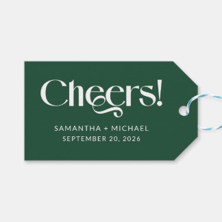 Tiefkiefer Zierliche Serif Hochzeit Cheers Geschenkanhänger