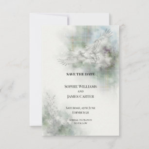 Tiefland-Garten-Goldadler-Scott-Tartan-Hochzeit Save The Date