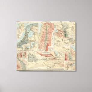 Tieflander Atlas-Karte Leinwanddruck