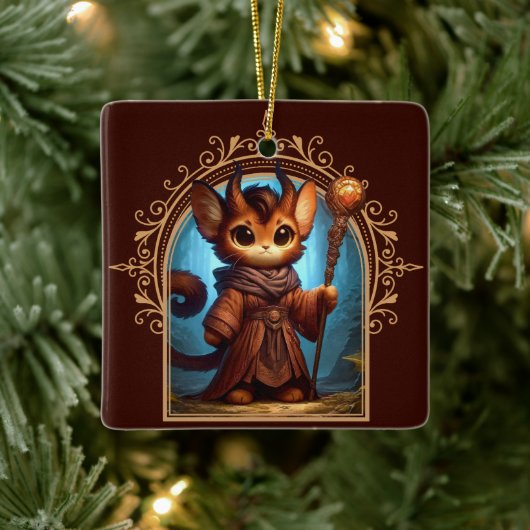 Tiefling Feline Fantasy Adventure Keramikornament (Baum)
