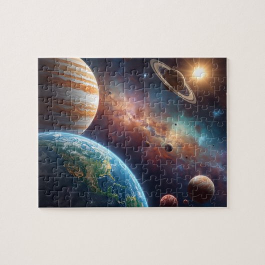 Tiefraum Planeten Nebel Jupiter Erde Puzzle (Horizontal)