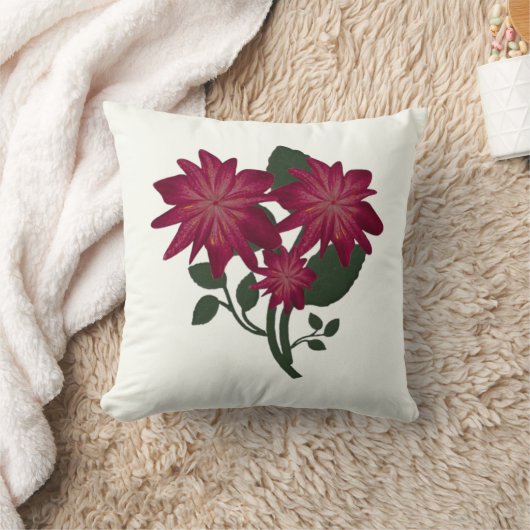 Tiefrosa Blumendesign Teppich Kissen (Decke)
