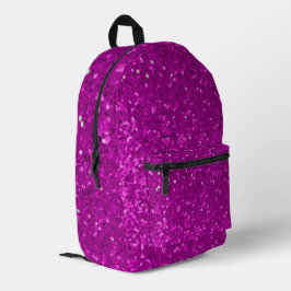 Tiefrosa Glamour Faux Glitter Muster Bedruckter Rucksack