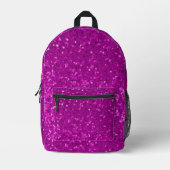 Tiefrosa Glamour Faux Glitter Muster Bedruckter Rucksack (Vorderseite)