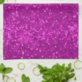 Tiefrosa Glamour-Faux-Glitter-Muster Geschirrtuch (Gefaltet)