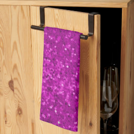 Tiefrosa Glamour-Faux-Glitter-Muster Geschirrtuch