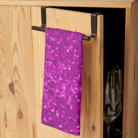 Tiefrosa Glamour-Faux-Glitter-Muster Geschirrtuch (Drittel gefaltet)