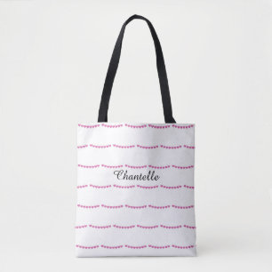 Tiefrosa Herz Muster Name Tasche