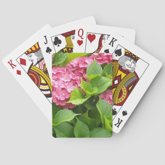 Tiefrosa Hortensien Spielkarten (Rückseite)