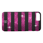 Tiefrosa Monogramm der Glitzer-u. Case-Mate iPhone Hülle (Rückseite (Horizontal))