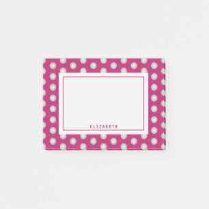 Tiefrosa Polka Dot Name Template Post-it Klebezettel