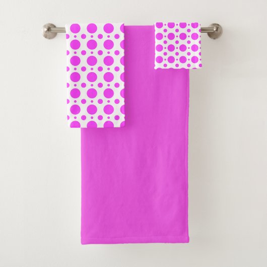 Tiefrosa Punkte- und Uni-Badehandtuch-Set Badhandtuch Set (Insitu)