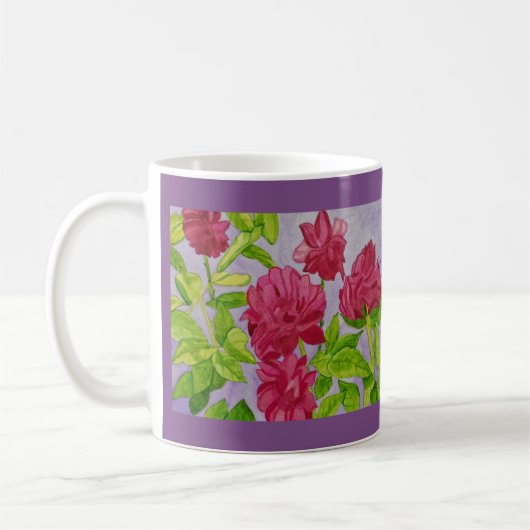 Tiefrosa RosenWatercolor Kaffeetasse (Links)