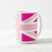 Tiefrosa Union Jack Kaffeetasse (VorderseiteRechts)