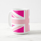 Tiefrosa Union Jack Kaffeetasse (Vorderseite Links)