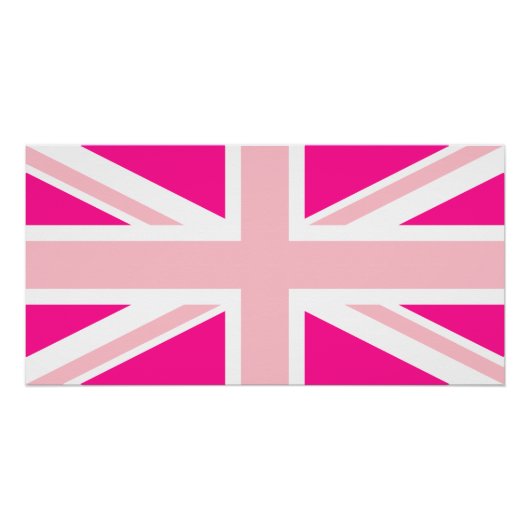 Tiefrosa Union Jack Poster (Vorderseite)