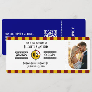Tiefrot, Marineblau und Gold Kinoticket Einladung