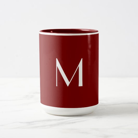tiefrot - Monogramm hinzufügen Zweifarbige Tasse (Mittel)
