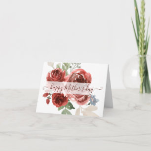 Tiefrote Aquarell-Blumen Feiertagskarte