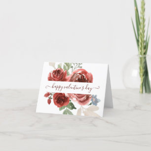 Tiefrote Aquarell-Blumen-Valentinstagskarte Dankeskarte