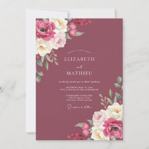 Tiefrote Beeren-Hochzeitsmalerei Einladung