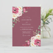 Tiefrote Beeren-Hochzeitsmalerei Einladung (Stehend Vorderseite)