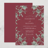 Tiefrote Blätter-Hochzeit Einladung (Vorne/Hinten)