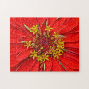 Tiefrote Blume Nahaufnahme Florales Puzzle