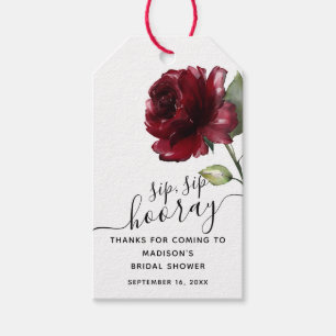 Tiefrote Blumen-Sip-Sip-Hurra-Geschenk Brautdusche Geschenkanhänger