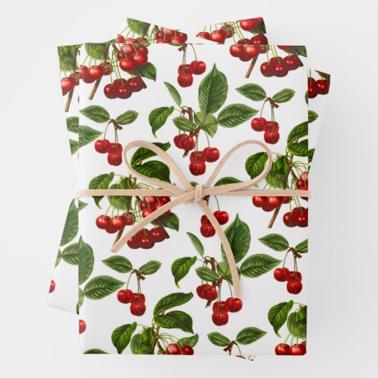 Tiefrote Botanische Kirsche Print Geschenkpapier Set (Beispiel)