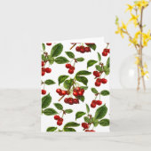 Tiefrote Botanische Kirsche Print Karte (Gelbe Blume)