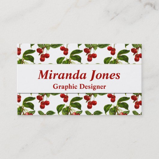 Tiefrote Botanische Kirsche Print Visitenkarte (Vorderseite)