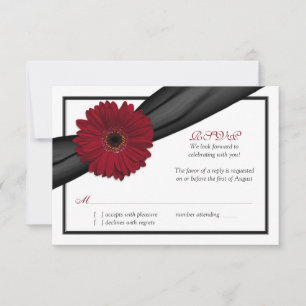 Tiefrote Daisy-Schwarzes Band Hochzeits-Antwortkar RSVP Karte
