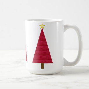 Tiefrote Damast moderne Weihnachtsbaum Kaffeetasse