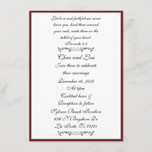 Tiefrote elegante Bibel-Schrifts-Hochzeit Einladung