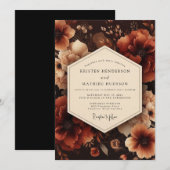Tiefrote Florale Hochzeitsernte Einladung (Vorne/Hinten)