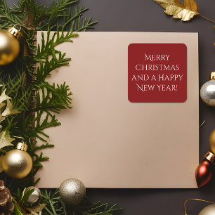 Tiefrote Frohe Weihnachtsaufkleber Quadratischer Aufkleber