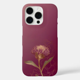 Tiefrote Gold-Botanik-Blumenlinienzeichnung iPhone 16 Pro Hülle