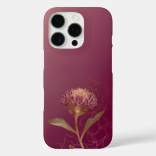 Tiefrote Gold-Botanik-Blumenlinienzeichnung iPhone 16 Pro Hülle