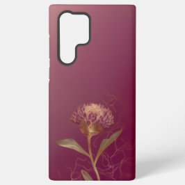 Tiefrote Goldene Botanische Blumenlinienzeichnung Samsung Galaxy Hülle