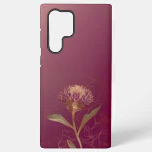 Tiefrote Goldene Botanische Blumenlinienzeichnung Samsung Galaxy Hülle