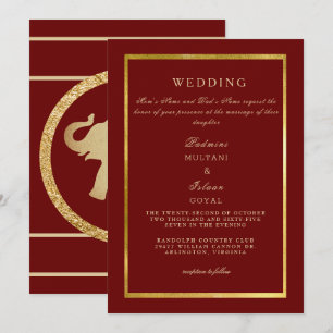 Tiefrote königliche Goldhochzeit Einladung